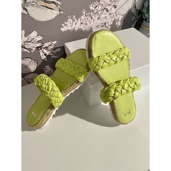 Marc Fisher Lime Green Jaimie Slide-on Espadrille Sandals - Picture 1 of 14